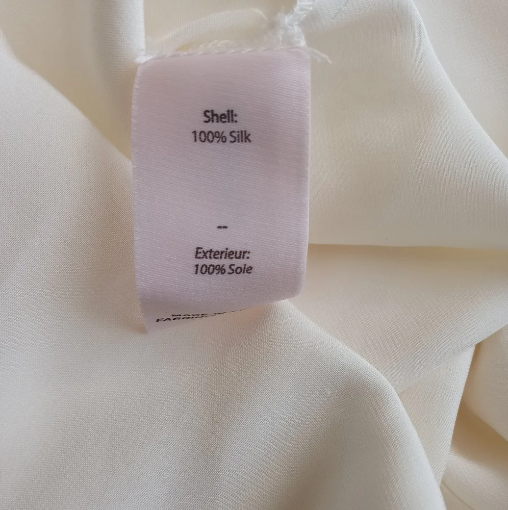 Cinq à Sept Silk Fiona Satin Cinched Sleeve Blouse Top Ivory